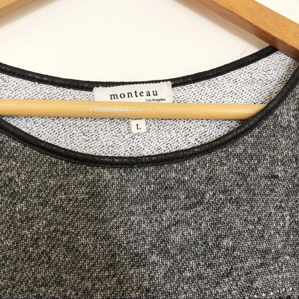 🍁 Monteau | Gray Embellished Rolled Sleeve Top - Picture 2 of 6